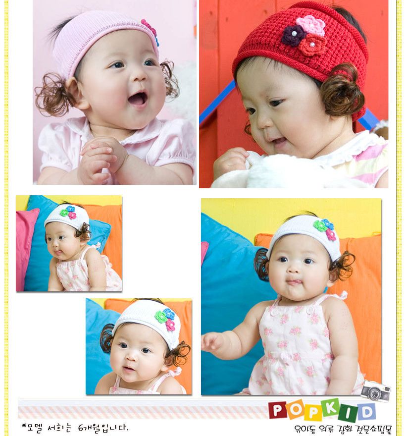 Korean Hand Crochet Little Flowers Head Band with Curly Hair