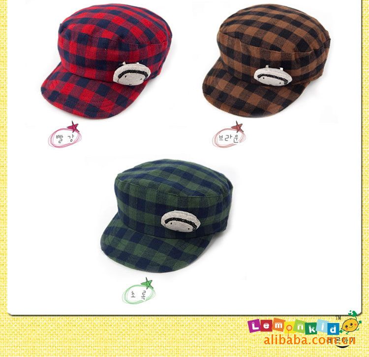 Lemonkid Checker Baby Cap with Bear   