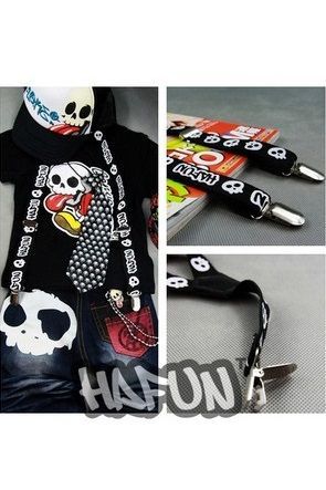 Hafun Skeleton Head Prints Kids Suspender Straps