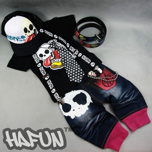 Hafun Skeleton Head Prints Kids Suspender Straps