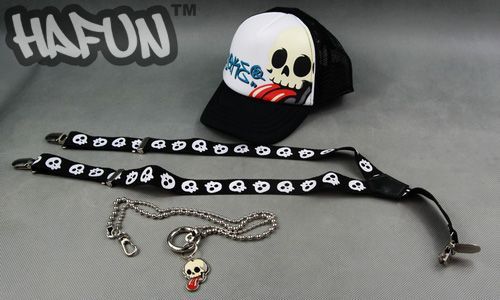 Hafun Skeleton Head Prints Kids Suspender Straps