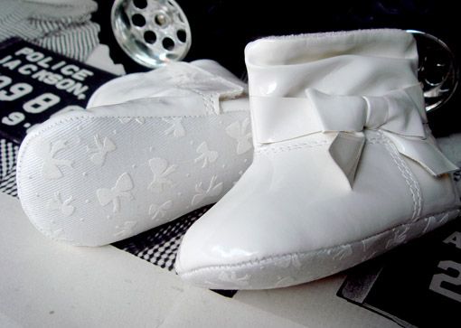 BS007: Adams White Bow Knot Baby Boots