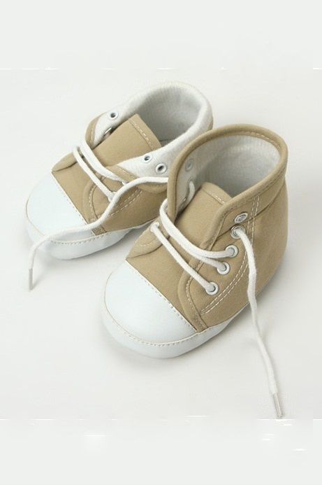 BS009: Beige Canvas Baby Shoes