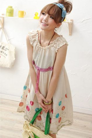 SGM011 : Circles Embroidery Maternity Dress