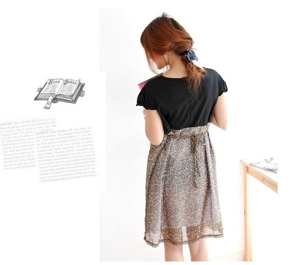 SGM013 : Two-tone Floral Maternity Dress