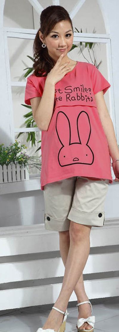 SGM174 : Cute Rabbit Round Neck Maternity + Nursing Tee
