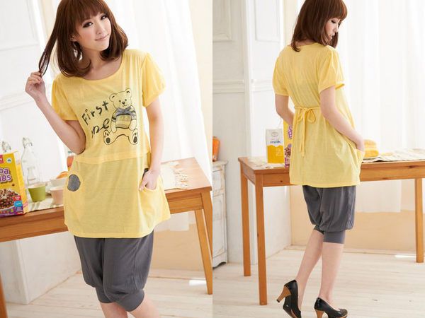 SGM193 : Cartoon Bear Maternity Short Sleeves Tee