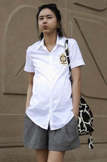 SGM200 : Korean Short Sleeves Collar Maternity Shirt