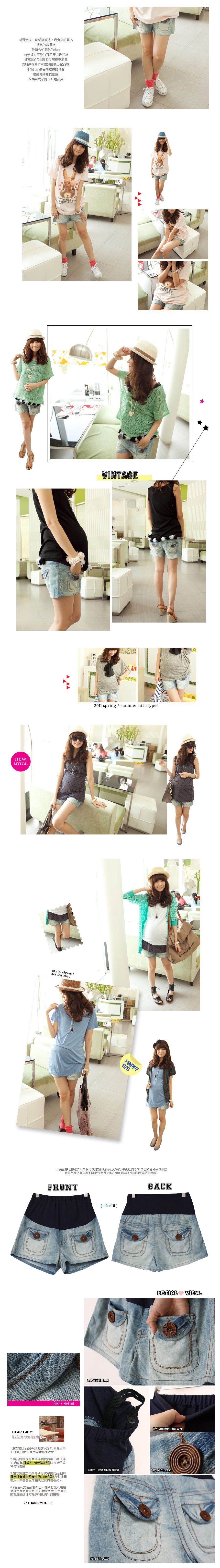 SGM219 : Stylish Maternity Denim Short Pants - Blue