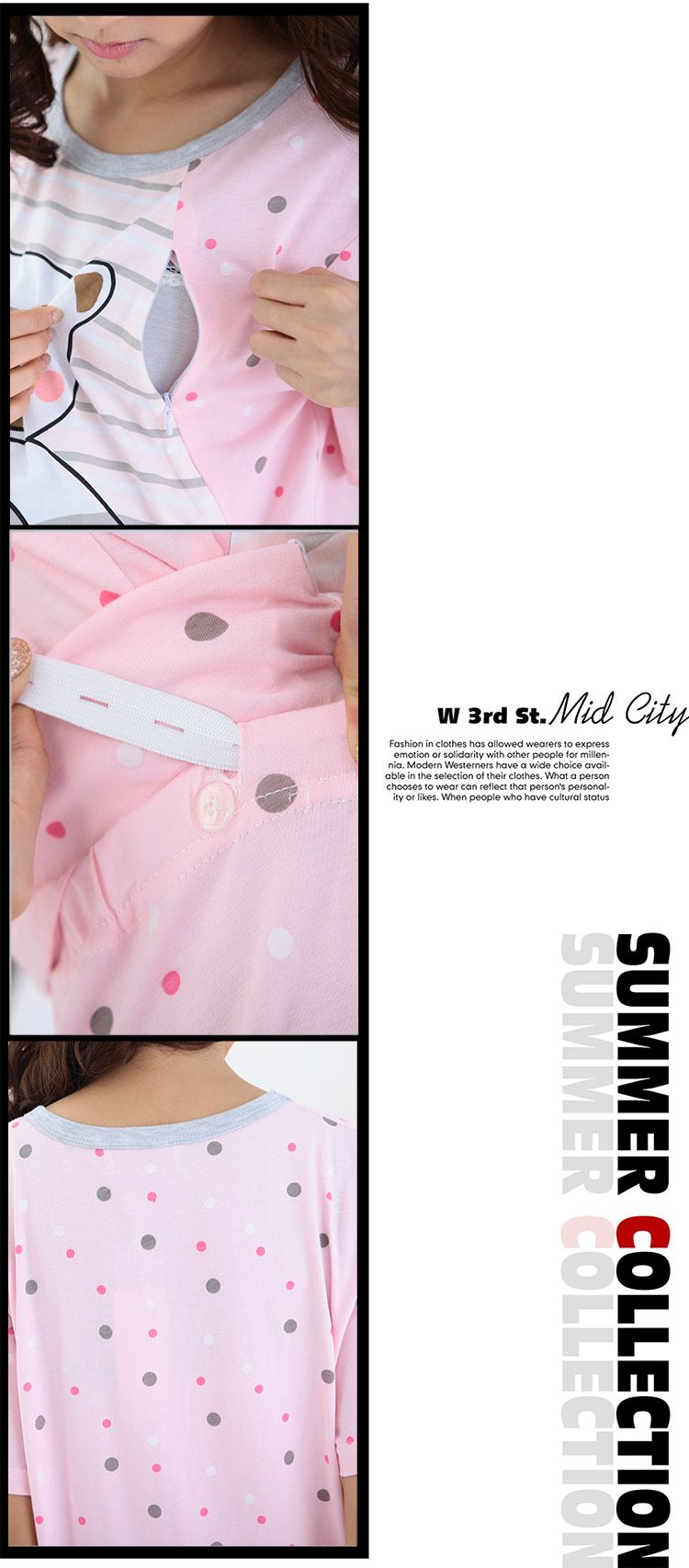 SGM220 : Happy Bear Nursing+Maternity Pyjamas (Short Sleeves Shirt+Long Pants Set)