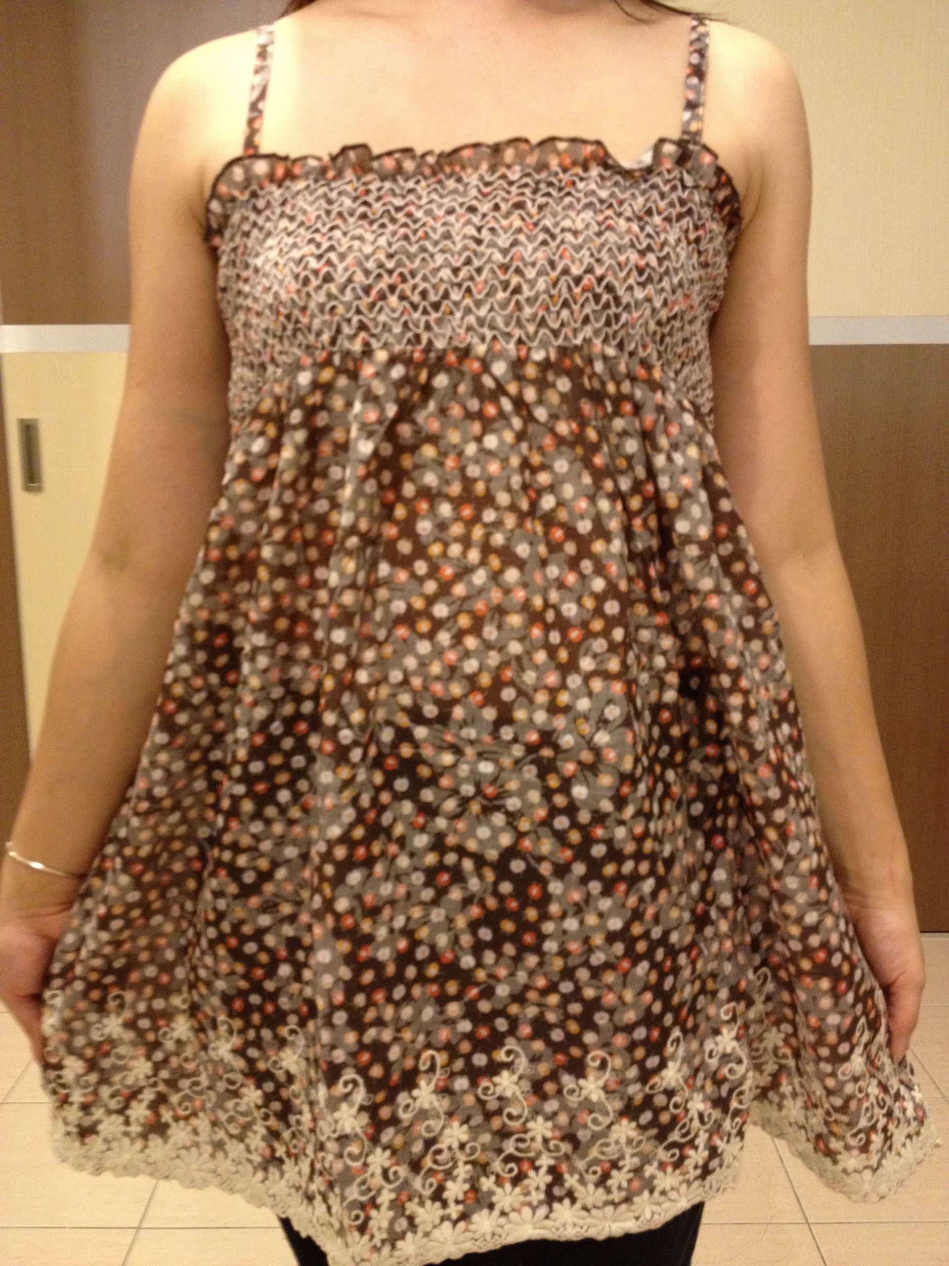 SGM240 : Smock Bust Floral Prints with Embroidered Hem Maternity Blouse