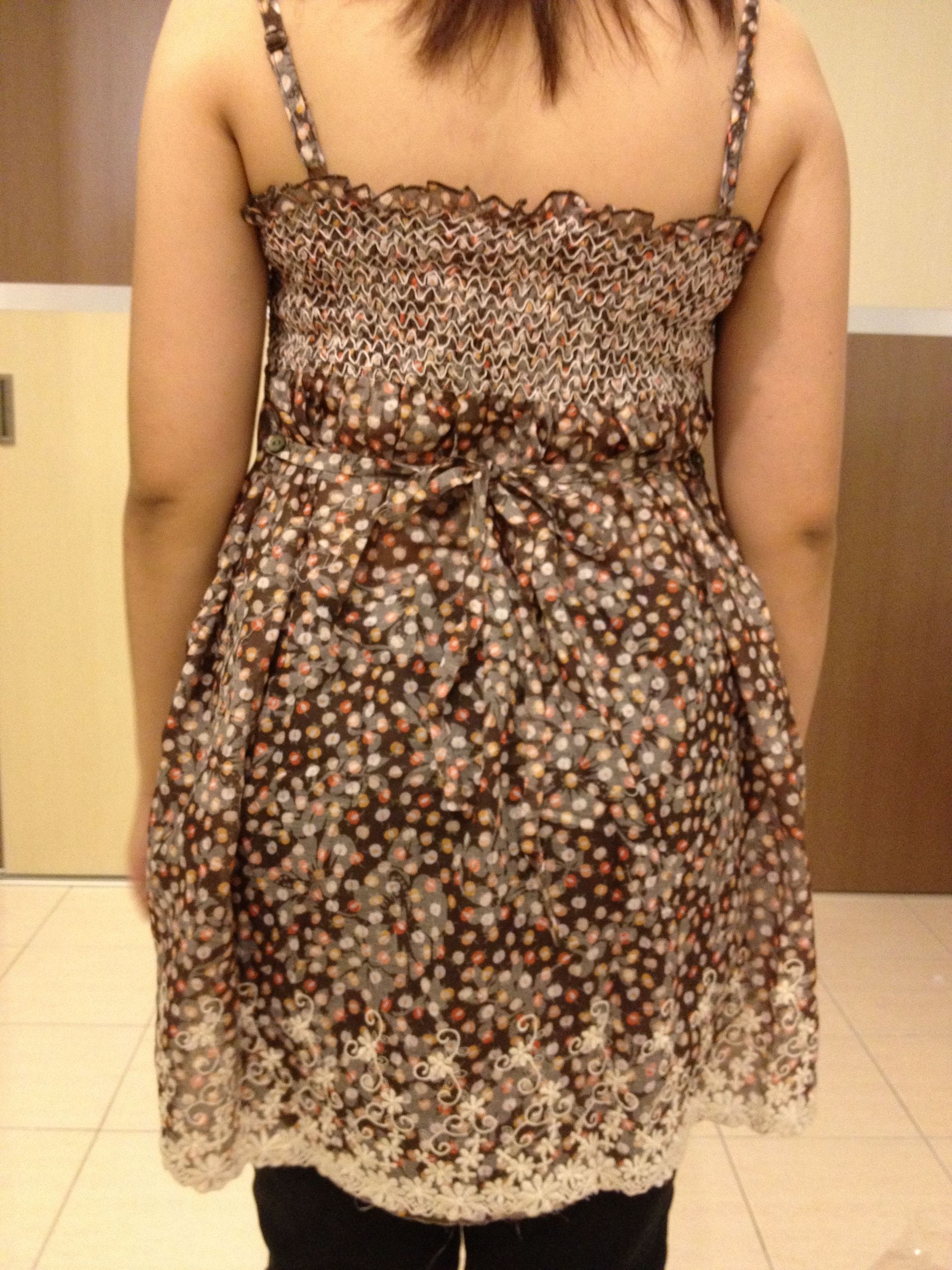 SGM240 : Smock Bust Floral Prints with Embroidered Hem Maternity Blouse