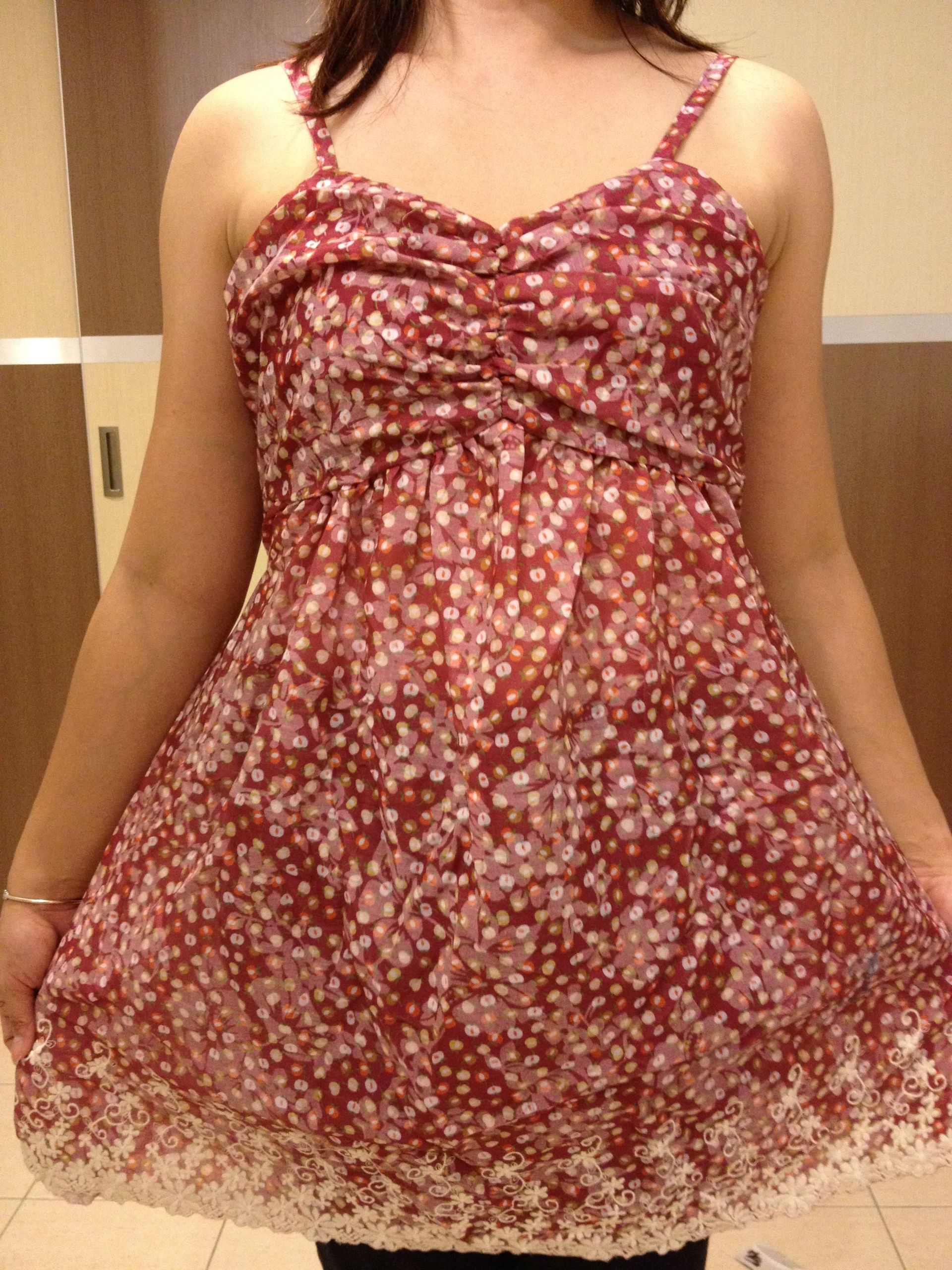 SGM241 : Shirred Bust Floral Prints with Embroidered Hem Maternity Blouse