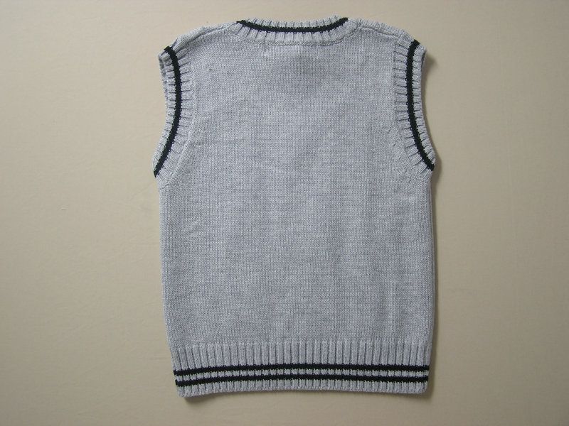 SGB164 : Polo Knitted V-Neck Vest (Grey)