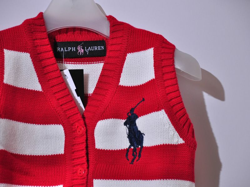 SGB165 : Polo Buttons V-Neck Knitted Boys Vest (Red)