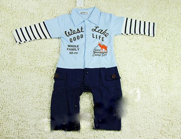 SGB251 : Spunky Kids West Lake Collar Shirt Romper (Blue)