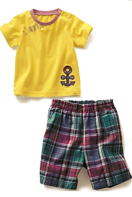 SGB267 : Spunky Kids Yellow T-Shirt+Checkered Shorts (2 Pieces Set )