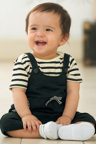 SGB274 : Nissen Boys Stripes Rompers + Suspender Pants (2 Pieces Set)