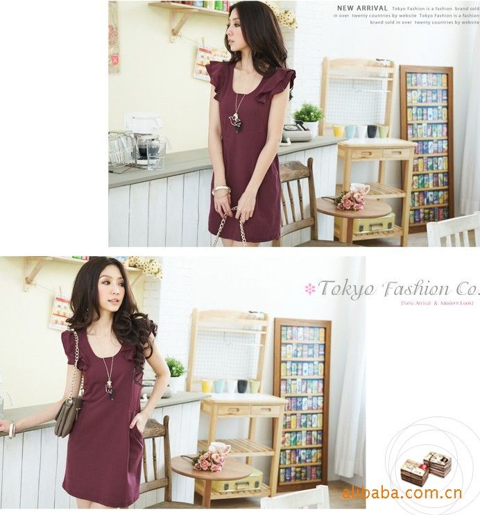 SGL136 : Lotus Leaf Sleeves Short Dress SGL136 : Lotus Leaf Sleeves Short Dress