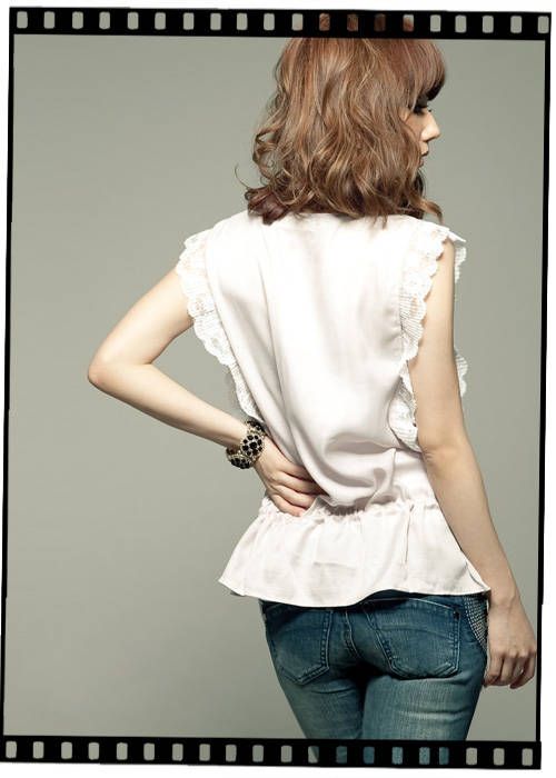 SGL157 : Side Frills Sleeveless Blouse SGL157 : Side Frills Sleeveless Blouse