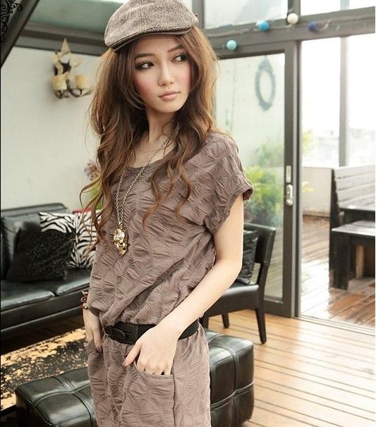 SGL191 : Short Sleeves Wavy Designs Dress / Blouse