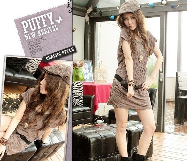 SGL191 : Short Sleeves Wavy Designs Dress / Blouse