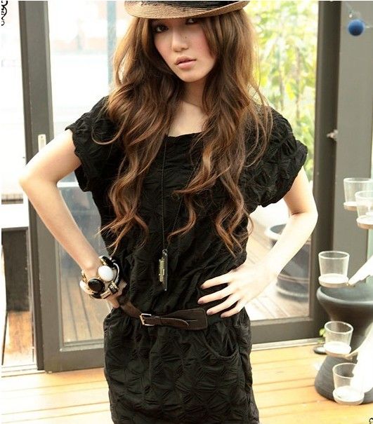 SGL191 : Short Sleeves Wavy Designs Dress / Blouse