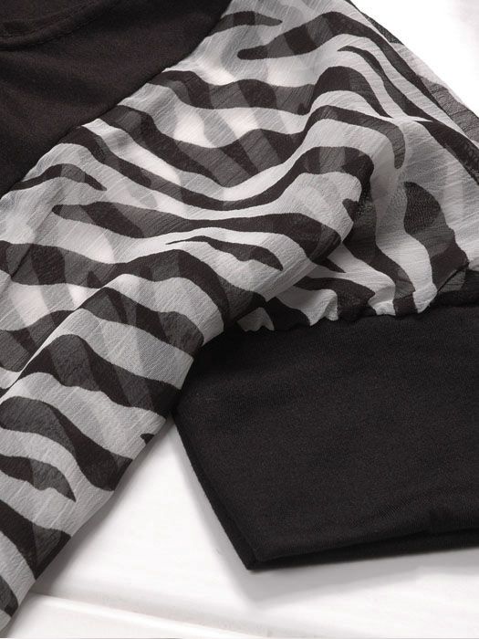 SGL203 : Zebra Chiffon Splice Sleeves T-shirt