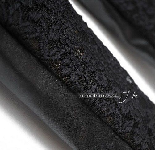 SGL206 : Sexy Seductive Front Lace Imitation Leather Black Legging