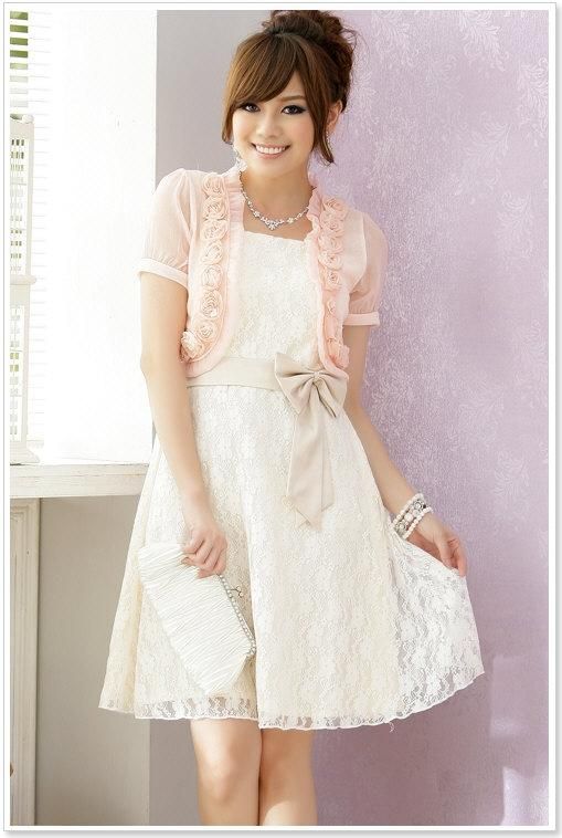 SGL218 : Rose Design Plain Colour Short Cardigan