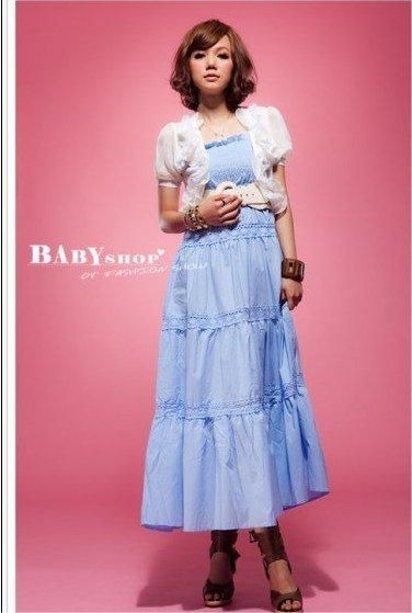 SGL220 : Plain Light Blue Spaghetti Strap Maxi Dress