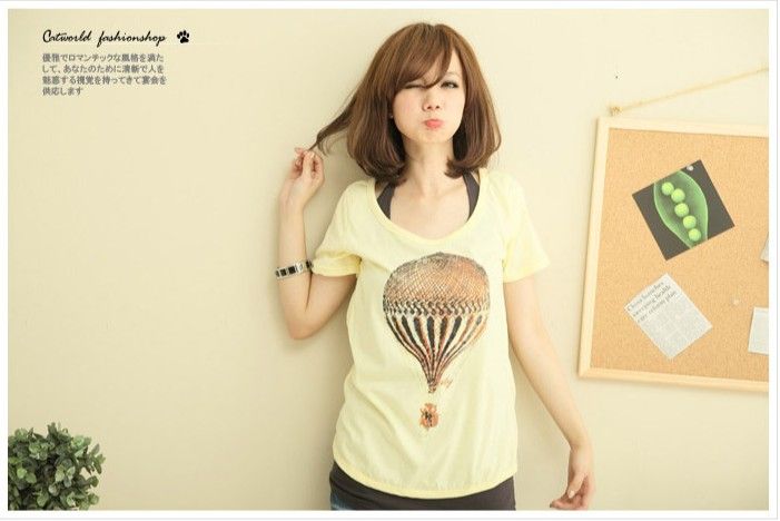 SGL242 : Hot Air Balloon Slim Fit Tee + Halter Tank (2 Pcs Set)