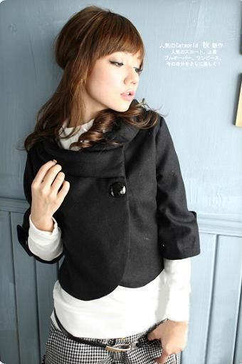 SGL256 : Stylish One Button Flannel Short Coat