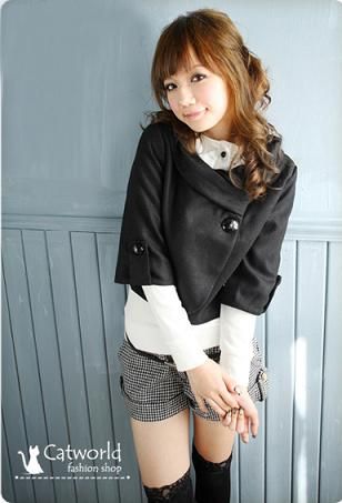 SGL256 : Stylish One Button Flannel Short Coat