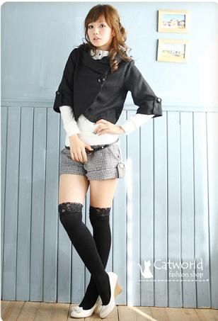 SGL256 : Stylish One Button Flannel Short Coat