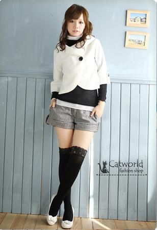 SGL256 : Stylish One Button Flannel Short Coat