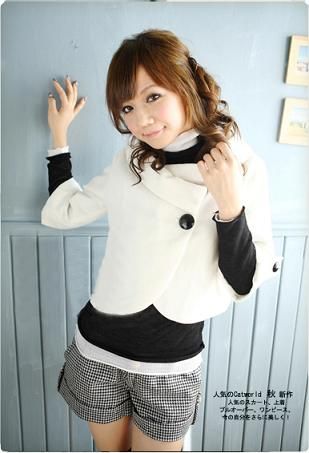 SGL256 : Stylish One Button Flannel Short Coat