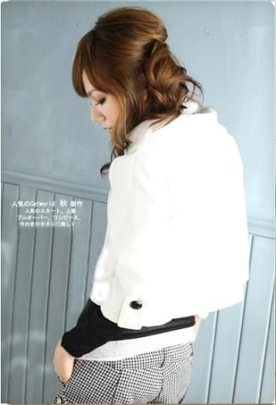 SGL256 : Stylish One Button Flannel Short Coat