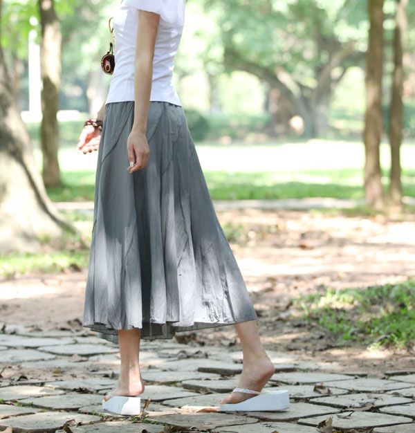 SGL257 : Simple Plain Colour Maxi Flare Skirt