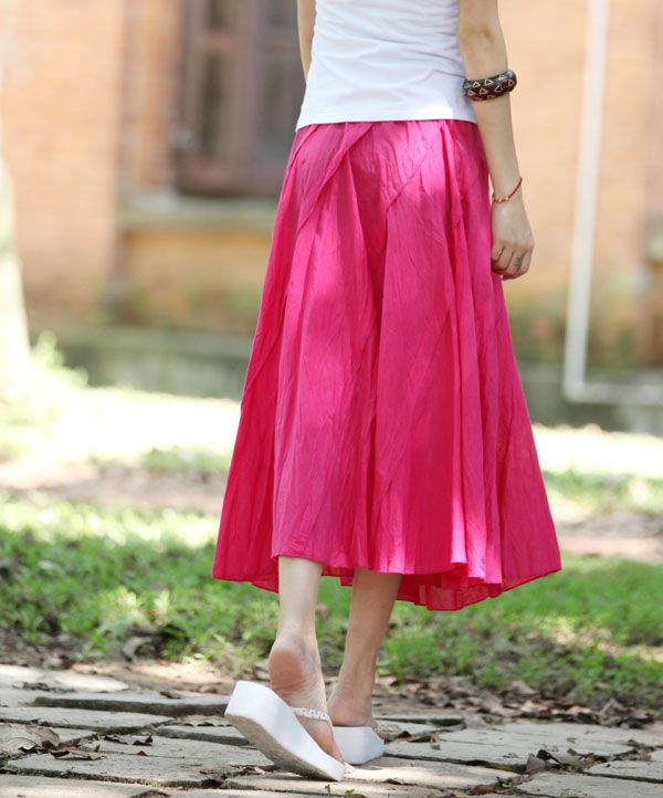 SGL257 : Simple Plain Colour Maxi Flare Skirt