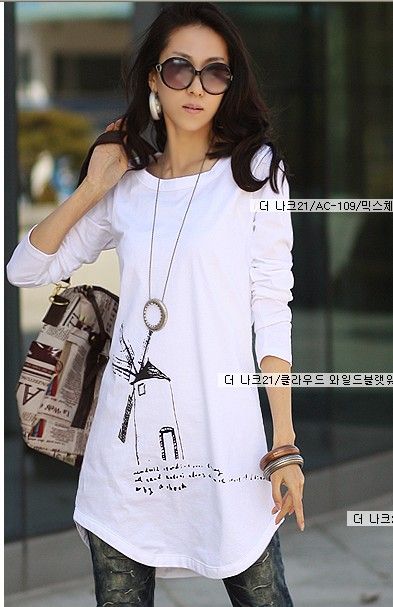 SGL264 : Windmill Prints Arc Hem Long Sleeves Tee
