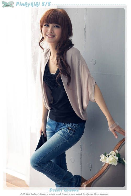 SGL271 : Trendy Semi Sheer Bat Sleeves Cardigan