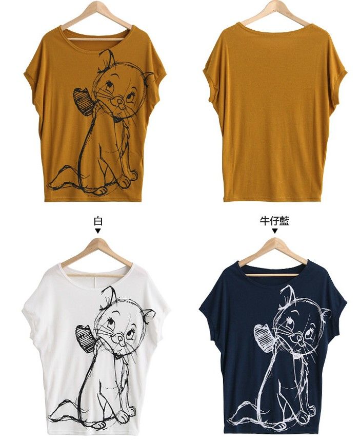 SGL272 : Lovely Kitten Prints Short Sleeves Tee