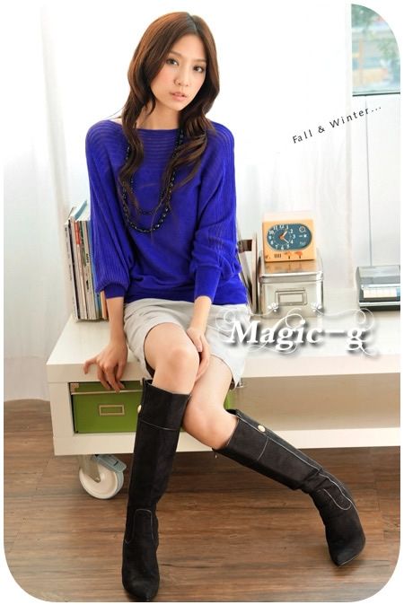 SGL289 : Long Bat Sleeves Knitted Blouse