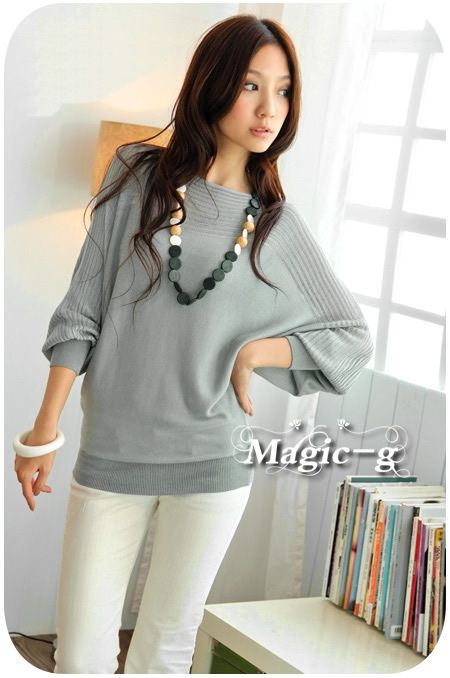 SGL289 : Long Bat Sleeves Knitted Blouse