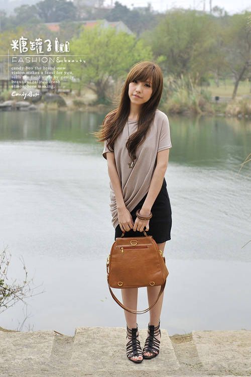 SGL298 : 2 Tones Assymetrical Short Sleeves Dress