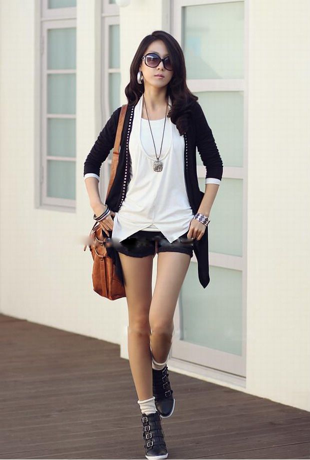 SGL303 : Rivets Embelished Asymmetric Hemline Long Sleeves Cardigan