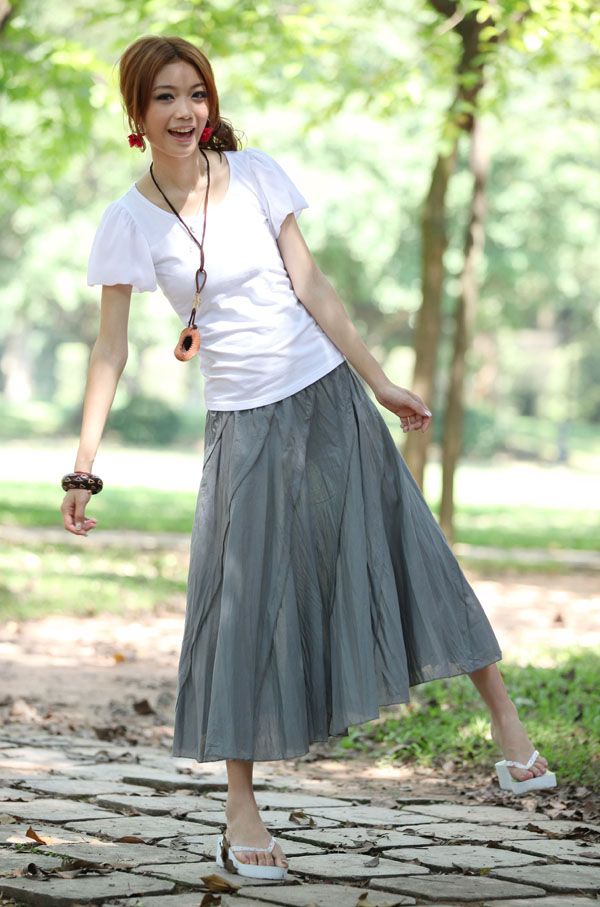 SGL310 : Round Neck Chiffon Sleeves White Shirt