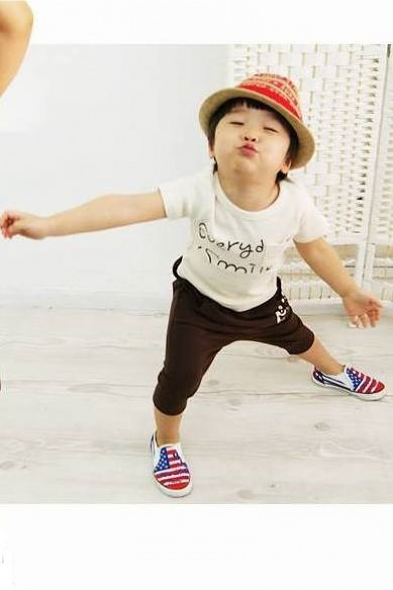 Cute Smiley Baby Top + Pants ( 2pcs/set ) - Brown
