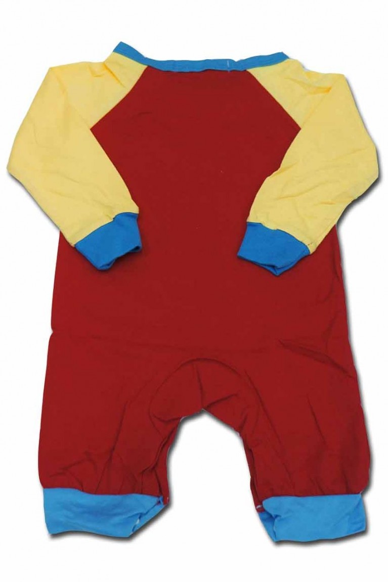 Bear Face Print Baby Romper - Red + Yellow